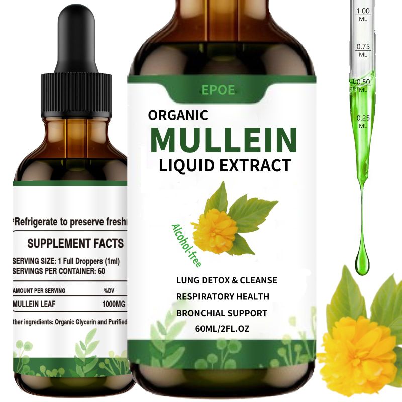 Photo 1 of Mullein Drops for Lungs, Mullein Leaf Extract for Lungs Mullein Leaf Extract Liquid Natural Herbal Supplement, 2FL OZ