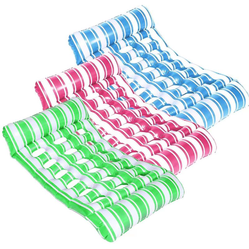 Photo 1 of 3 Pack XL Pool Floats Adult Size, High Load-Bearing Capacity Inflatable Pool Floats, 4-in-1 Pool Floaties Hammock