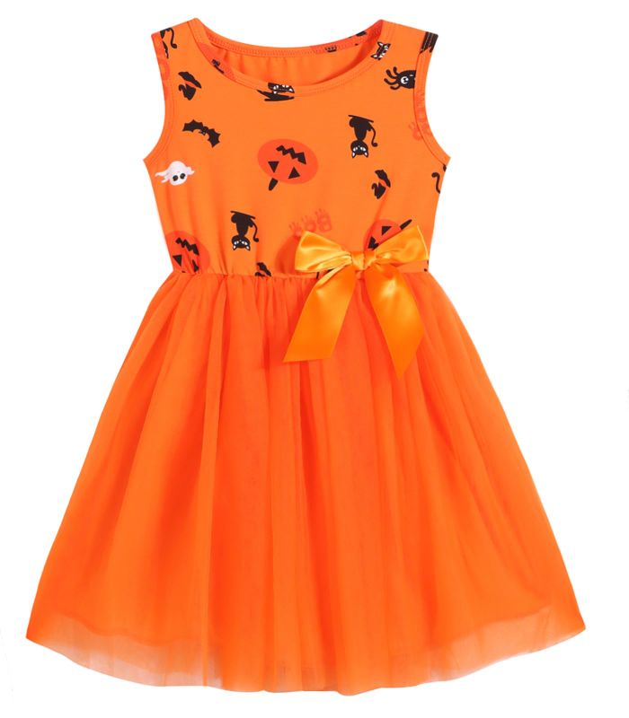 Photo 1 of Niyage Girls' Orange Tulle Tutu Dress Toddler/Kids Halloween Party Dresses Sleeveless (size 5T / 120 cm)