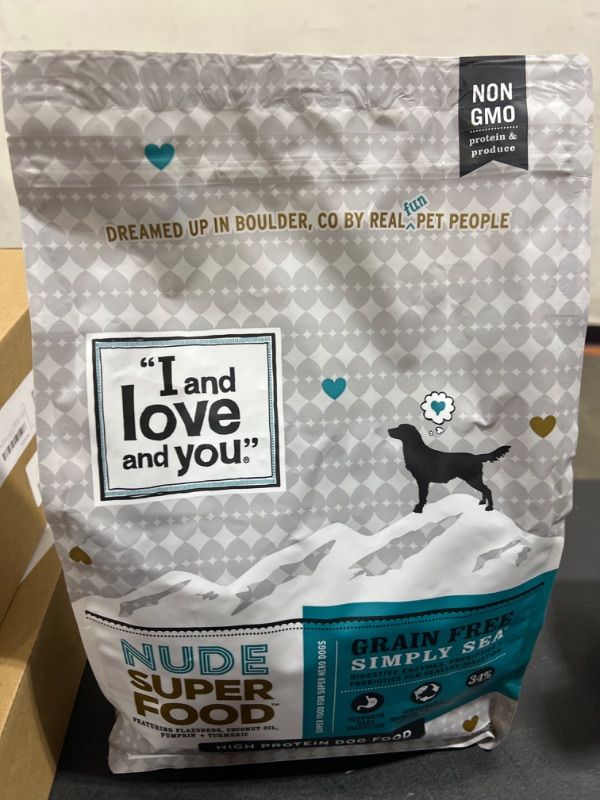 Photo 2 of  BB 06-08-2025    I and love and you Nude Super Food Dry Dog Food - Salmon + Whitefish - Prebiotic + Probiotic, Grain Free, Real Meat, No Fillers, 5lb Bag