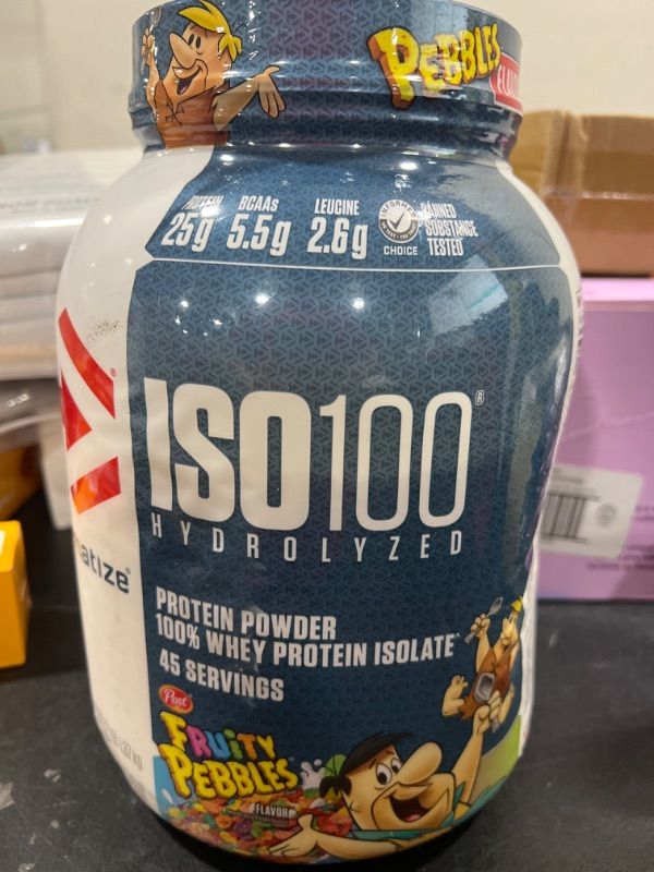 Photo 2 of ISO100 Hydrolyzed 100% Whey Protein Isolate - Fruity Pebbles (3 Lbs. / 46 Servings) bb 02-2026