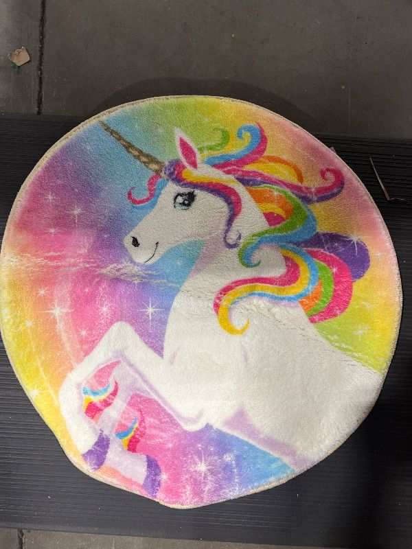 Photo 2 of Unicorn Rug for Girls Room - Microfiber Fluffy Rug for Girl Room Decorations - 24 inch Cool Rug for Cute Bedroom Decor - Non Slip Rainbow Rug for Kids Room - Pink Rugs for Bedroom Aesthetic y2k