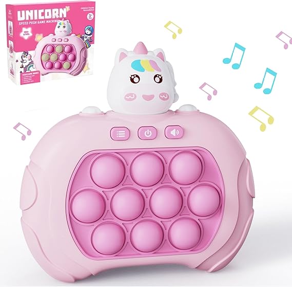 Photo 1 of Unicorn Fast Speed Pushing Pop Game, Pink Pop Game Light Up Fidget Toys with Instant Sound Feedback | Animal Pop Target Push Bubble Game Toy for Kids Fast-paced Pop Game Console (No Battery)