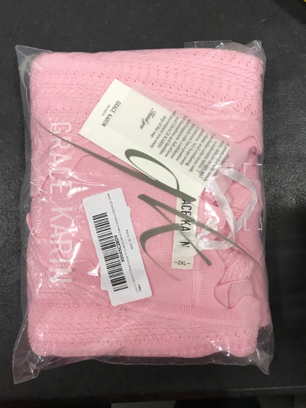Photo 1 of [Size 2XL] GRACE KARIN Pink Cropped Cardigan for Women Summer 3/4 Sleeve Crochet Bolero Cardigans Soft Shrug Tops 2024 Light Pink XXL