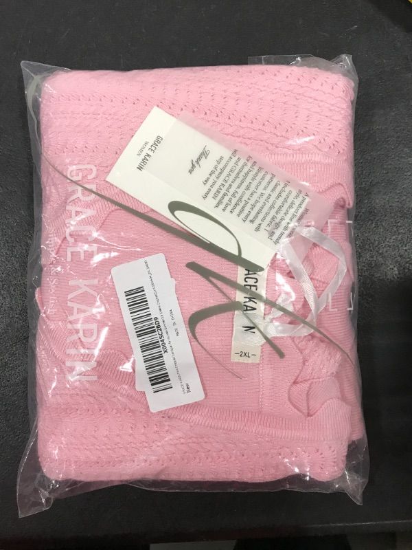 Photo 2 of [Size 2XL] GRACE KARIN Pink Cropped Cardigan for Women Summer 3/4 Sleeve Crochet Bolero Cardigans Soft Shrug Tops 2024 Light Pink XXL