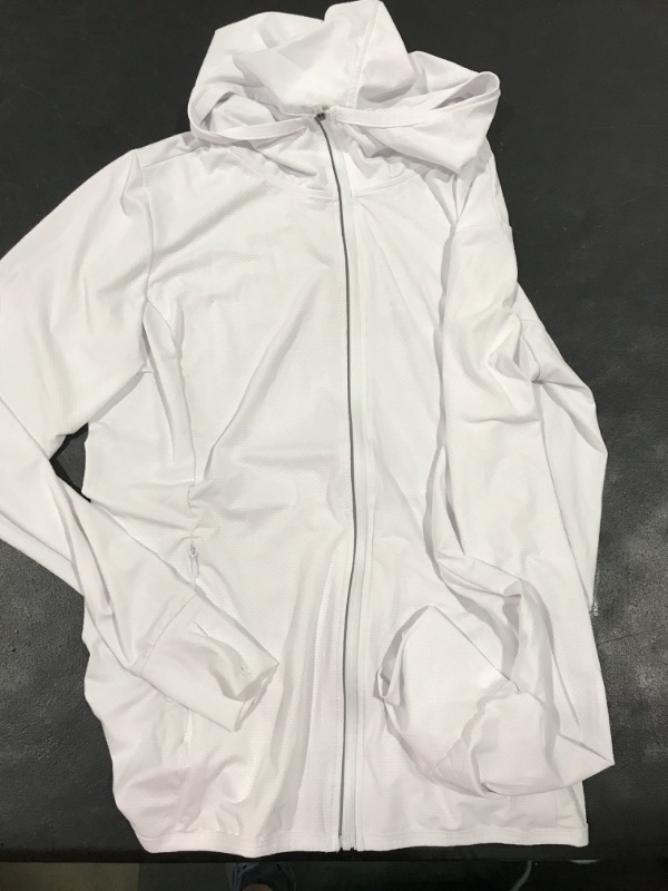 Photo 2 of [Size S] Women's UPF 50+ Sun Protection UV Jacket - Zip Up Hoodie Long Sleeve Hiking Fishing SPF Performance Shirt with Thumbhole White