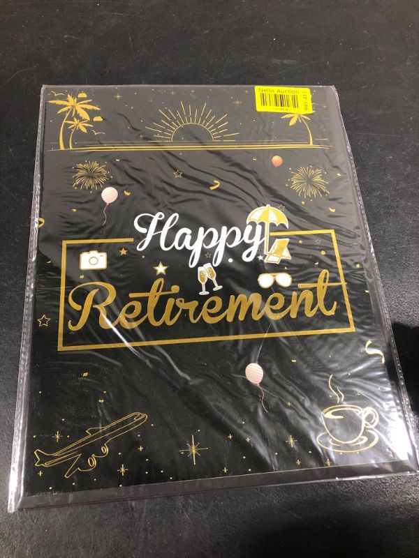 Photo 1 of Retirement Party Decorations Large Happy Retirement Card for Men Women, Jumbo Black Gold Greeting Card Guest Book Retired Farewell Gifts, 22 x 14 Inches