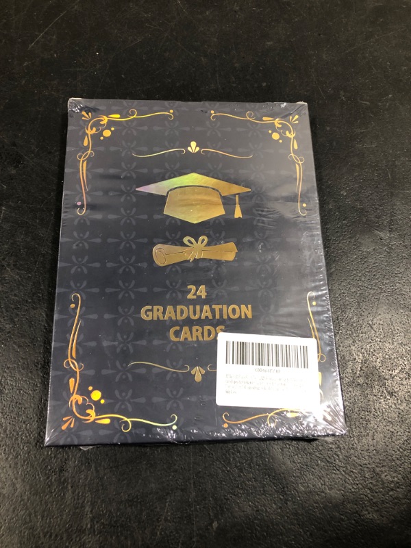 Photo 2 of 24 Pack Gold Foil 2024 Graduation Cards Bulk with Envelopes & Stickers - Variety of 6 Artist-Rendered Designs - Perfect for College & High School Graduation Gifts and Party Supplies.