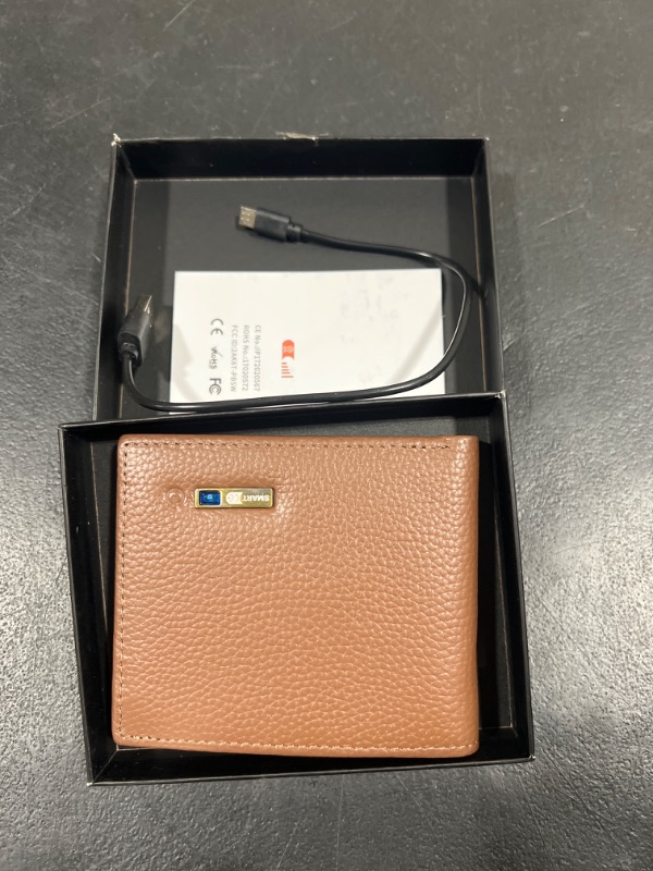 Photo 1 of SMART LB Trackable Anti-Lost Bluetooth Wallet, Intelligent Tracker Finder with Position Locator (Via Phone GPS) Bifold Cowhide Leather Minimalist Credit Card Purse (Brown, Horizontal)