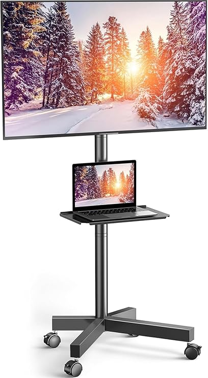 Photo 1 of 
PERLESMITH Mobile TV Cart with Wheels for 23-60 Inch LCD LED OLED Flat Curved Screen Outdoor TVs Height Adjustable Shelf Floor Stand Holds up to 55lbs Monitor TV Holder with Tray Max VESA 400x400mm