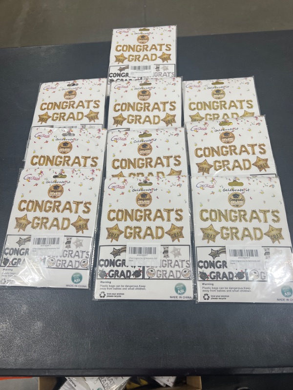 Photo 2 of 10 PACKS   Gifloon Congrats Grad Balloons, Congratulations Balloons for Class of 2024 Graduation Party Decorations, Gold