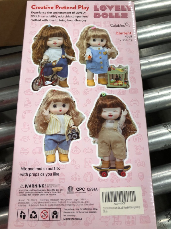 Photo 1 of 11-inch Poseable Fashion Doll - Dolls with Brown Hair, Wearing Denim Overalls, Suitable for Girls Age 3 & Up (Doll Gift Set)