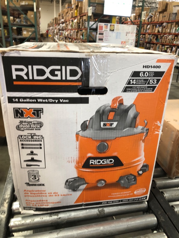 Photo 3 of Ridgid 14 gal. 6.0-Peak HP NXT Wet/Dry Shop Vacuum with Filter and Hose