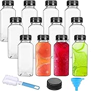 Photo 1 of 12 Oz Plastic Bottles with Caps 12Pcs Juice Bottles Clear Reusable Containers Black Lid Plastic Smoothie Bottles Ideal for Juice Milk Homemade Beverages
