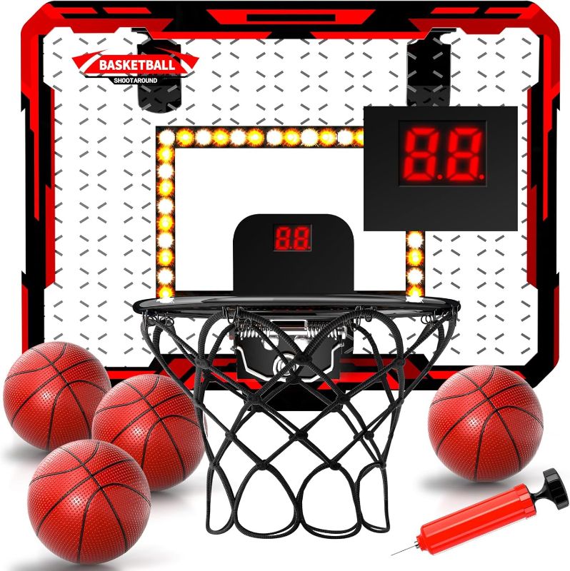 Photo 2 of 
Doloowee Mini Basketball Hoop for Kids, Basketball Hoop Indoor with Lighted Electronic Scoreboard & 4 Balls, Basketball Toys for 3 4 5 6 7 8 9 10 11 12...