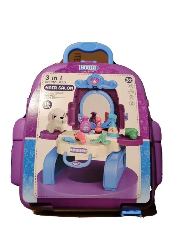 Photo 1 of [3 IN 1] BOWA School Bag Hair Salon Backpack Play Set 16 pieces Age 3+