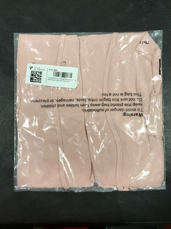 Photo 1 of [Size M] Cicy Bell Womens Elegant Tops Ruffle Mock Neck Long Sleeve Dressy Casual Chiffon Blouses Shirts Pink