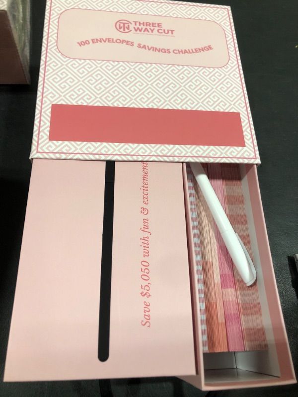 Photo 2 of 100 Envelopes Money Saving Challenge Pink - Save 5050 Dollars In 100 Days Premium Kit, 100 Cash Envelopes & Organizer Box Set, Trendy Tiktok & Youtube Bucks Savings Challenge, Fun Gift Ideas