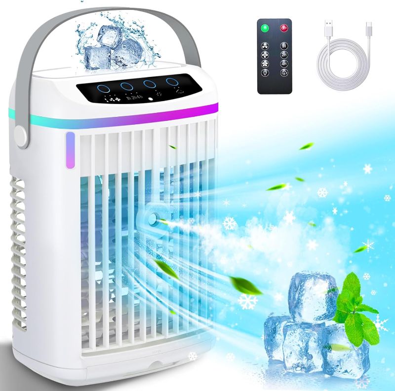 Photo 2 of 
Portable Air Conditioners Cooling Fan, YiHee Mini Air Conditioner with Remote, 3 Wind Speed & Modes, Night Light, 4H Timer, Portable AC Evaporative Air...
