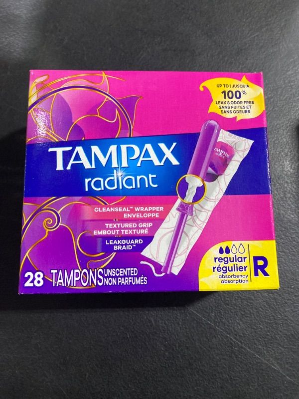 Photo 2 of Tampax Radiant Tampons Regular Absorbency, Unscented, 28 Count