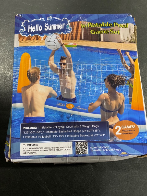 Photo 2 of 10.4' Larger Pool Volleyball Set & Basketball Hoop - 2024 NEW Pool Volleyball Net for Inground Pools Includes 2 Balls & 2 Weight Bags, Pool Toys Games for Adults and Family Party - Idea Summer Gift