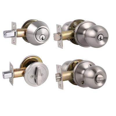 Photo 1 of Probrico Complete Entry Knob Set W/ Single Cylinder Deadbolts in Gray, Size 7.0 H X 6.4 W X 3.4 D in | Wayfair DL607ET-101SN-Combo-WF