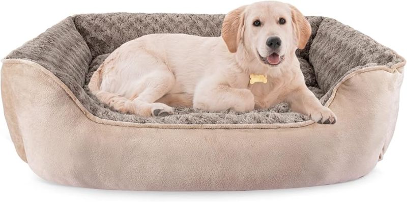 Photo 1 of JOEJOY Rectangle Dog Bed for Large Medium Small Dogs Machine Washable Sleeping Sofa Non-Slip Bottom Breathable Soft Puppy Bed Durable Orthopedic Calming Pet Cuddler, Multiple Size, Beige