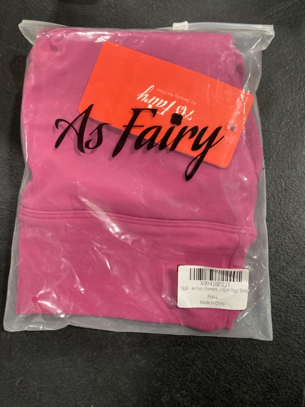 Photo 2 of As Fairy Womens Tops Short Sleeve Padded Workout Crop Tops Support Seamless V Neck Basic Tight Built-in Casual Exercise Sportswear Gym Yoga Shirt Pink SIZE L