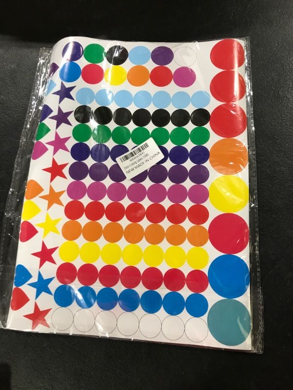Photo 1 of 1600 Sheets Dot Stickers Round Colored Coding Labels, 12 Colors Circle Star Heart Shape Stickers for Kids Classroom Students Office