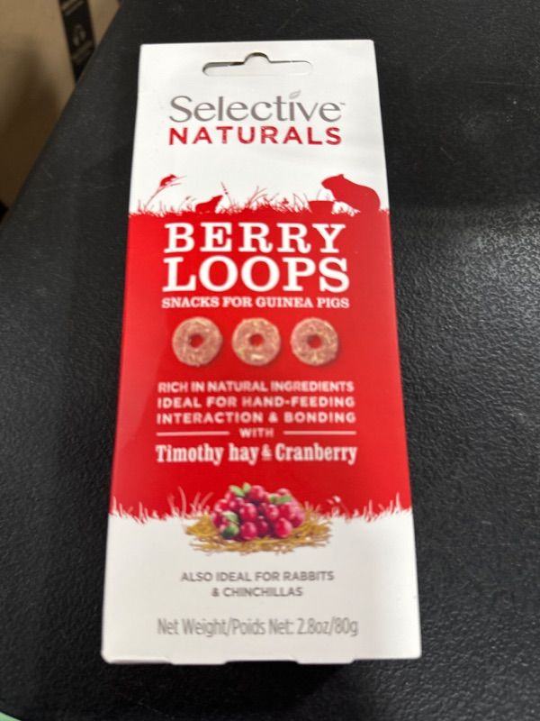 Photo 2 of  PACK OF 2 Supreme Science Selective Naturals Berry Loops with Timothy Hay & Cranberry for Guinea Pigs, 2.8 oz.