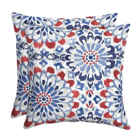 Photo 2 of 16 X 16 Clark Blue Square Outdoor Throw Pillow (2-Pack)
