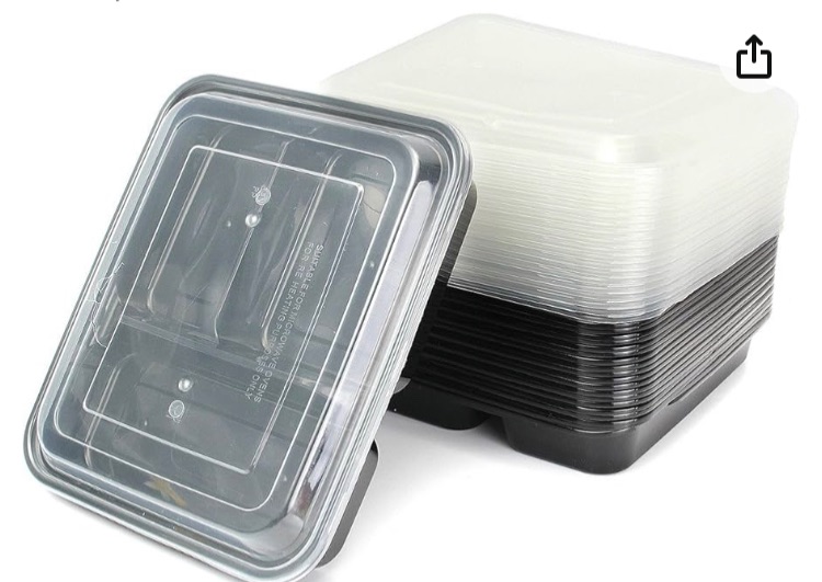 Photo 1 of 20Pcs Plastic Meal Prep Storage Container Lunch Food Box 3 Compartments Microwave Safe