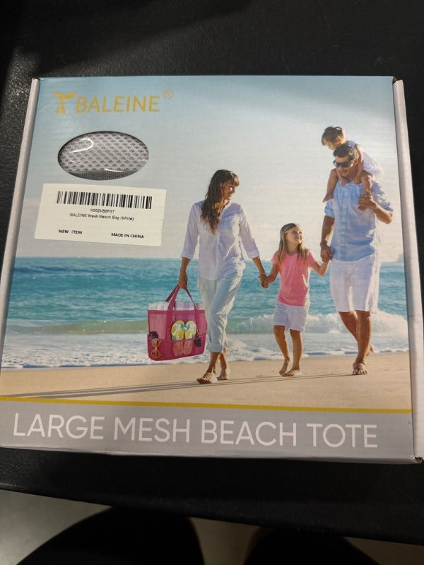 Photo 1 of BALEINE Large Beach Bag Pool Bags, Mesh Beach Tote for Toys, Towel, flip flops, White