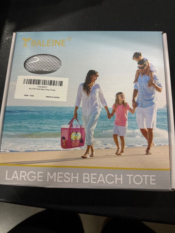 Photo 2 of BALEINE Large Beach Bag Pool Bags, Mesh Beach Tote for Toys, Towel, flip flops, White