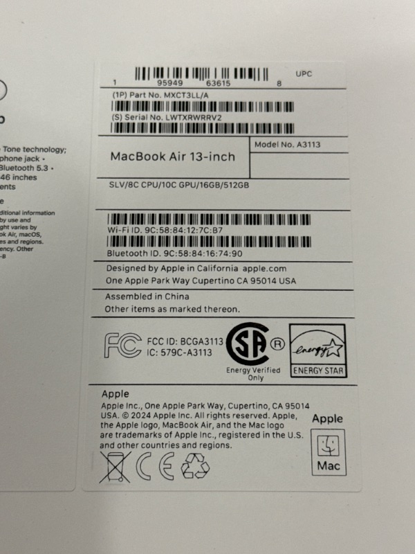 Photo 2 of Apple 2024 MacBook Air 13-inch Laptop with M3 chip: Built for Apple Intelligence