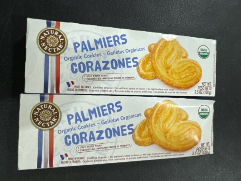 Photo 1 of 3.5 Ounce Organic Palmier Cookies PACK OF 2 EXP10/18/24
