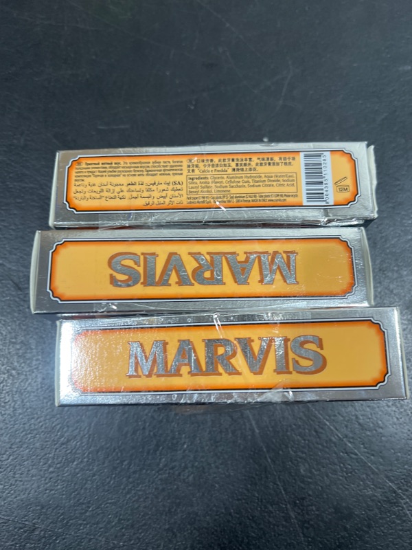 Photo 2 of   3 tubes of Marvis TSA Approved Ginger Mint Toothpaste, 1.3 oz & Soft Toothbrush