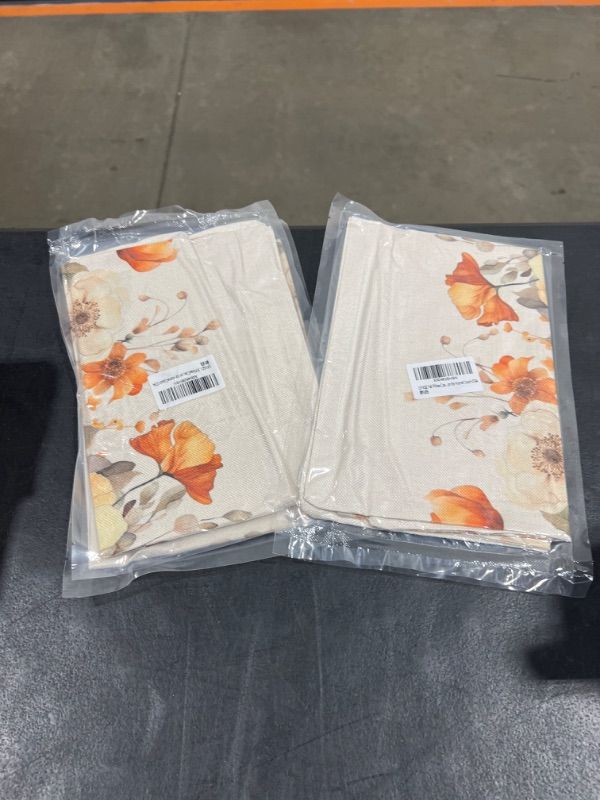 Photo 2 of 2 pcs  Fall Pillow Covers 12x20 Inch Fall Thanksgiving Orange White Flowers Lumbar Pillow Covers Polyester Fall Decoration for Home Couch YTZ073-A12