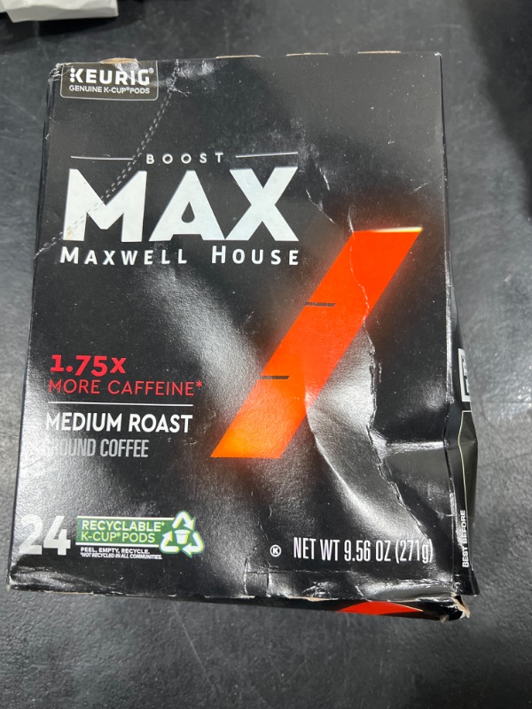 Photo 1 of Maxwell House Max Boost Medium Roast K-Cup® Coffee Pods with 1.75X More Caffeine, 24 ct Box bb 08-04-2024