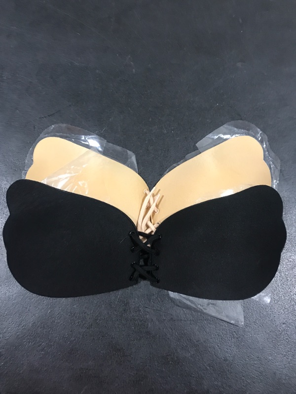 Photo 2 of [Size C] Sticky Bras 2 Packs Strapless Invisible Push up Bra Silicone Bra with Drawstring for Women Black and Khaki