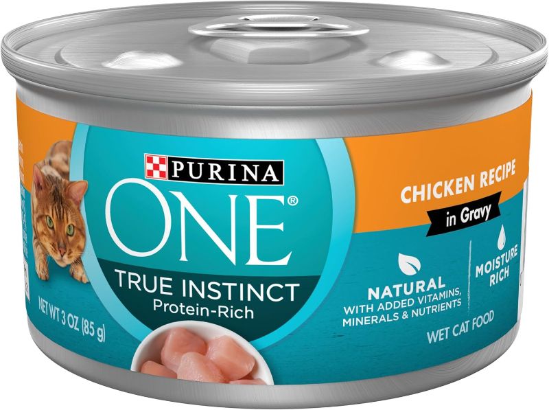 Photo 1 of 
Purina ONE Natural High Protein Cat Food, True Instinct Chicken Recipe in Gravy - (Pack of 24) 3 oz. Pull-Top Cans