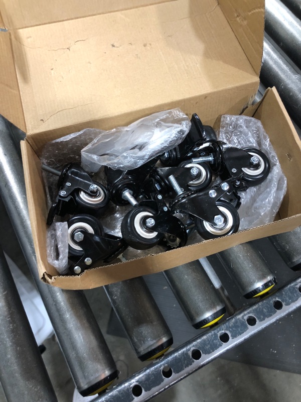 Photo 1 of NDSWKR 8 Pack 2 Inch Stem Caster Wheels with Brake, PVC Locking Casters, M8 x 25 mm (Screw Diameter 8mm, Stem Length:1 Inch) Heavy Duty Threaded Stem Swivel Casters for Home, Office, Industry, Black
