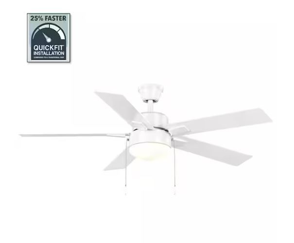 Photo 1 of 52 in. Corwin Indoor/Outdoor Matte White LED Ceiling Fan with Light Kit
