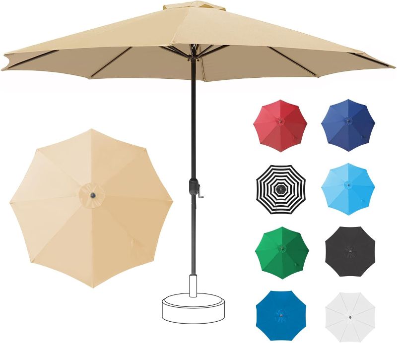 Photo 1 of 11FT Patio Umbrella Outdoor Table Market Umbrella with 8 Sturdy Ribs, UV Protection Waterproof for Garden, Deck, Backyard, Pool,Commercial Street BLACK STRIPED
