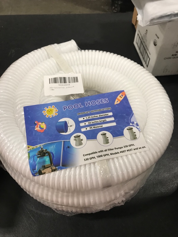 Photo 2 of 1.25 inch Replacement Pool Hose 59” Long For Above Ground Pools - Filter Pump Hose Bundled With Metal Clamps (4 hoses+8 clamps)