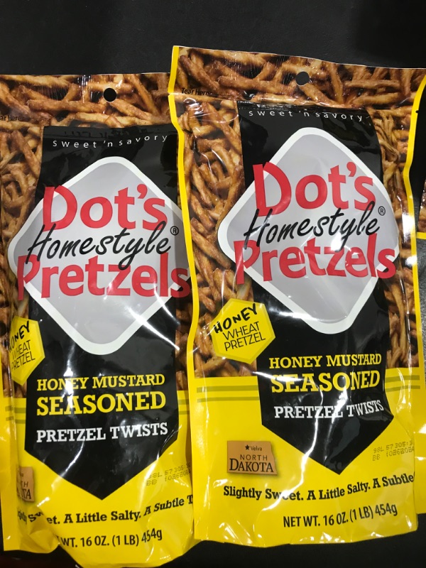 Photo 2 of 2 Pack- Dot's Pretzels Honey Mustard Seasoned Pretzel Twists, Healthy Kids Snacks, 16oz Grocery Sized Bag Honey-Mustard 1 Pound (Pack of 1)