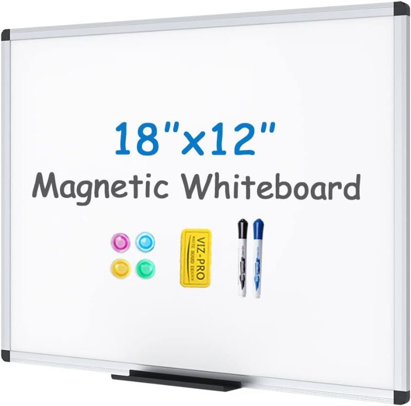 Photo 1 of 
VIZ-PRO Magnetic Whiteboard/Dry Erase Board, 18 X 12 Inches, Includes 1 Eraser & 2 Markers & 4 Magnets