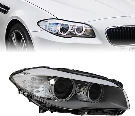 Photo 1 of For BMW 5 Series F10 528i 550i 2011 2012 2013 Xenon Headlight Assembly Right Passenger Side Headlamp Replacement Clear Lens Black Housing
