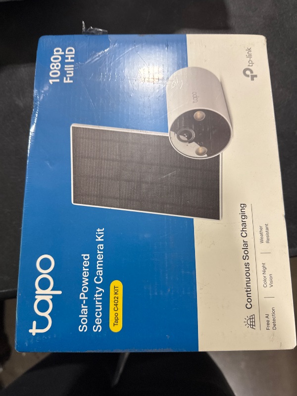 Photo 1 of TP-Link ???? SolarCam C402 Kit, Outdoor Battery Camera w/Solar Panel Base, Wireless, 1080P, Free Person/Vehicle Detection, SD/Cloud Storage, Color Night Vision, No Hub Needed, Works w/Alexa