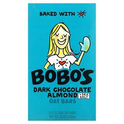 Photo 1 of  BB 05-07-2025  BOBO's Dark Chocolate Almond with Sea Salt - 12-3 Oz